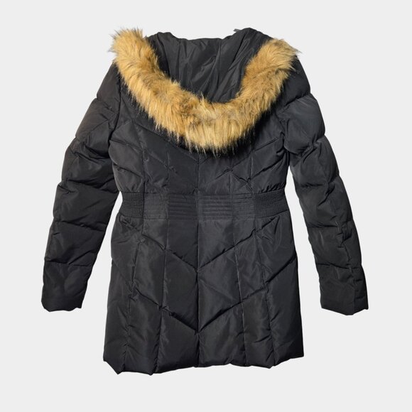 Cole Haan Signature Down & Feather Hooded Puffer Jacket Black M Winter Outerwear - Picture 6 of 11